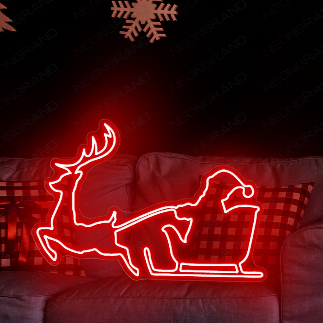 Santa Reindeer Christmas Neon Sign