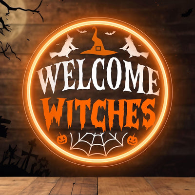 Welcome Witches LED Halloween neon sign in Bright LED Lights  by Neon.Outshine
