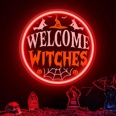 Welcome Witches LED Halloween neon sign in Bright LED Lights  by Neon.Outshine
