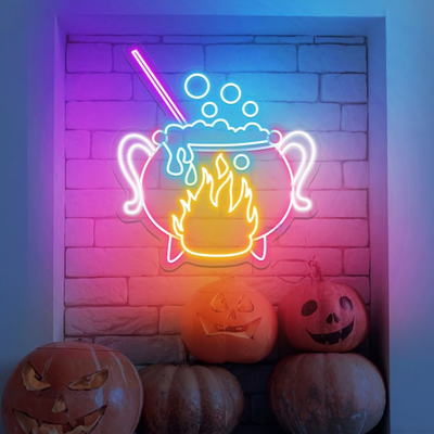 Witch Brew LED Neon Sign by Neon.Outshine glowing cauldron Halloween décor for parties, bars, and festive spaces.