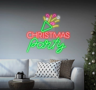 Christmas Party Confetti Neon Sign by Neon.Outshine glowing in vibrant festive colors