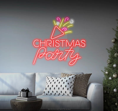 Christmas Party Confetti Neon Sign by Neon.Outshine glowing in vibrant festive colors
