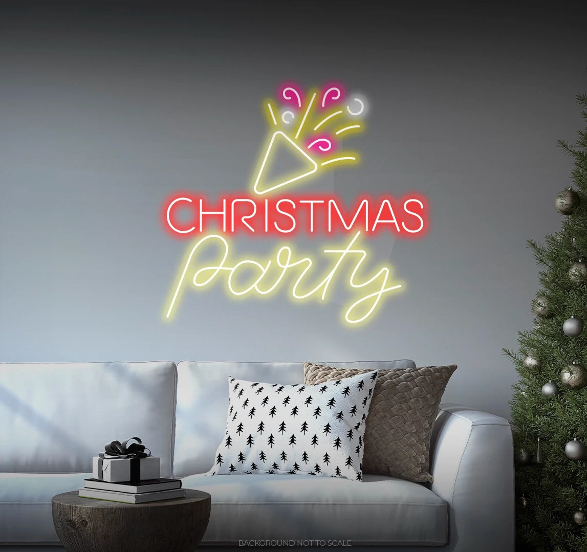 Christmas Party Confetti Neon Sign by Neon.Outshine glowing in vibrant festive colors