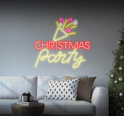 Christmas Party Confetti Neon Sign by Neon.Outshine glowing in vibrant festive colors