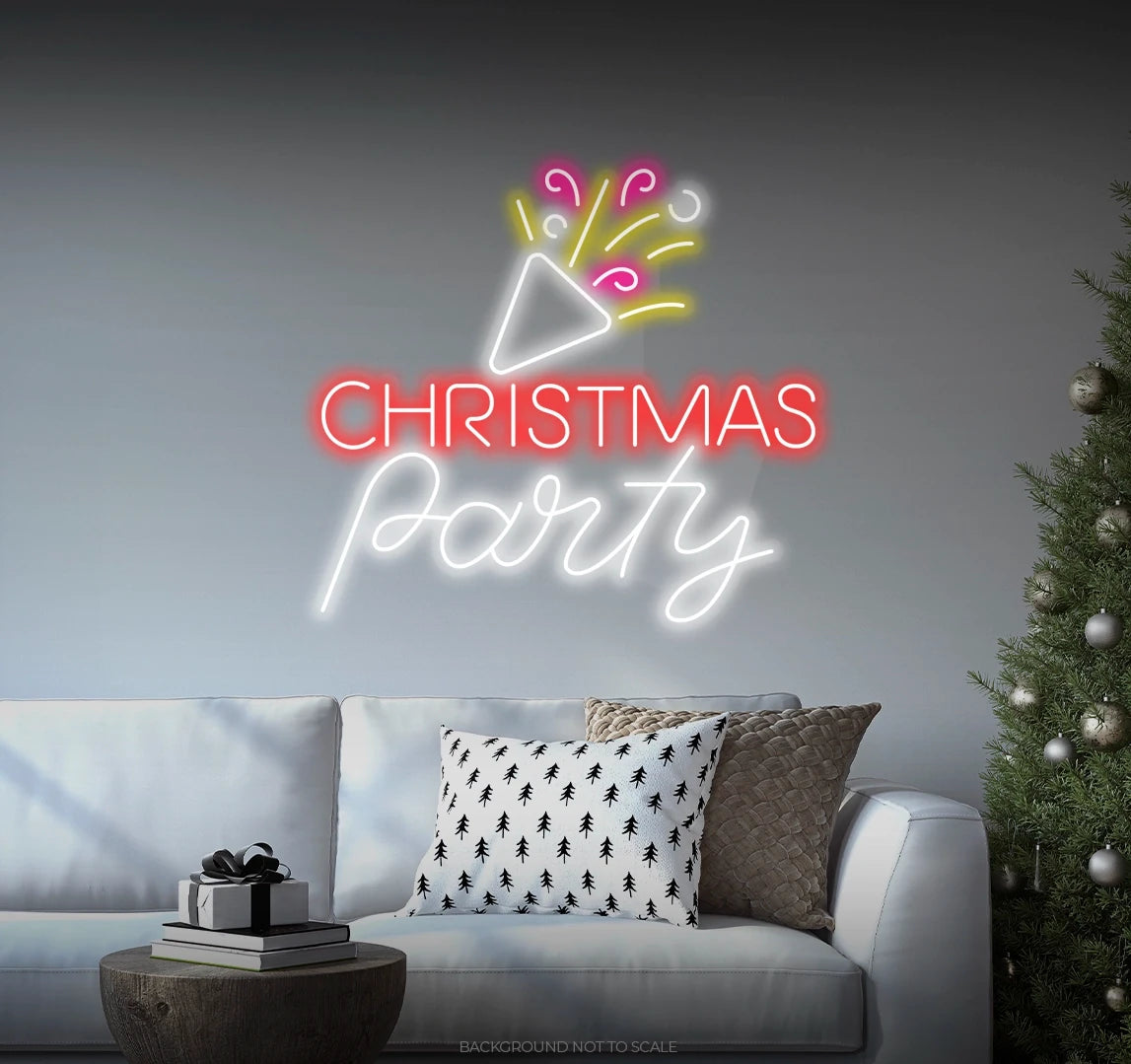 Christmas Party Confetti Neon Sign by Neon.Outshine glowing in vibrant festive colors