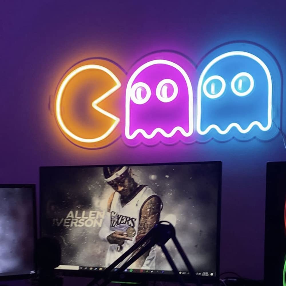 Pacman Chasing Ghosts Neon Sign