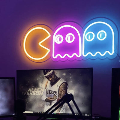Pacman Chasing Ghosts Neon Sign