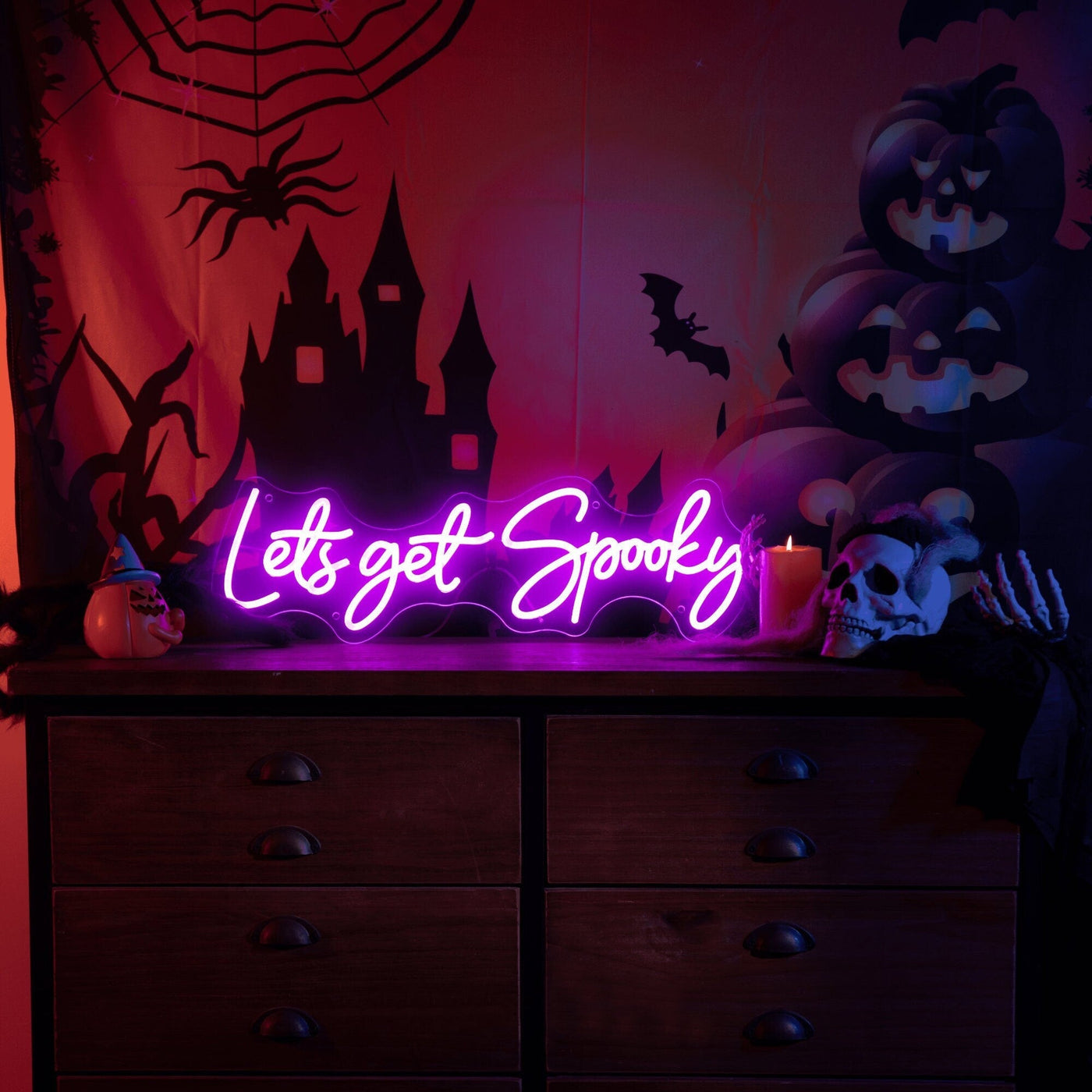Let’s Get Spooky Neon Sign by Neon.Outshine - ideal for Halloween parties, haunted-themed décor, and spooky room accents.