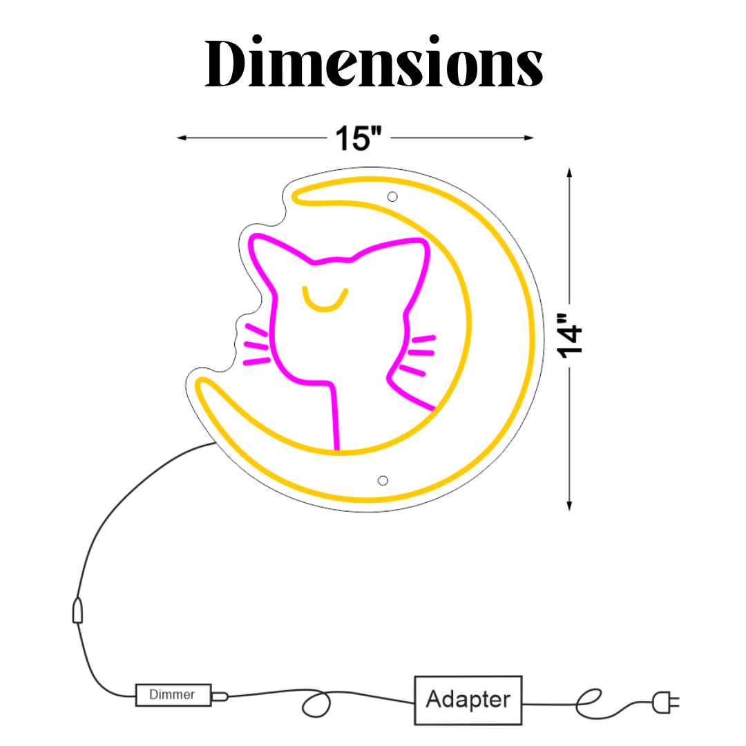 Sailor Moon Cat Luna Neon sign by Neon.Outshine. - featuring the iconic black cat design with crescent moon detail