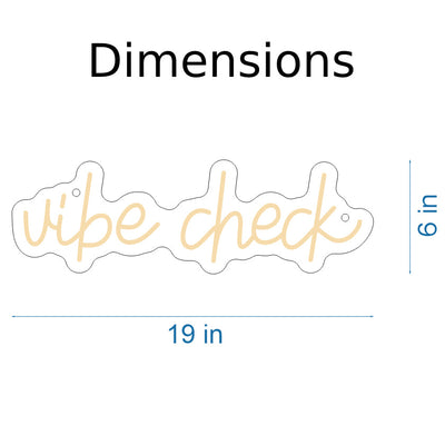 Vibe Check neon sign by Neon.Outshine - glowing LED lettering mounted on clear acrylic