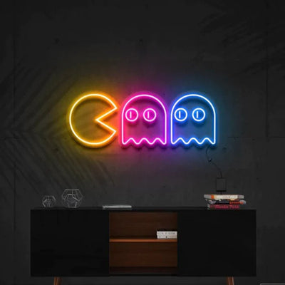 Pacman Chasing Ghosts Neon Sign
